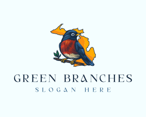 Bird Branch Robin logo design