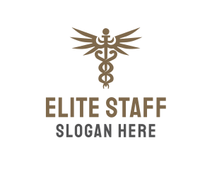 Caduceus Staff Medicine logo design