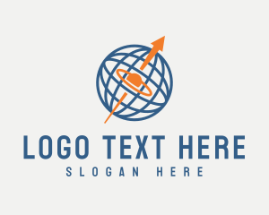 Package - Minimalist Globe Orbit Arrow logo design