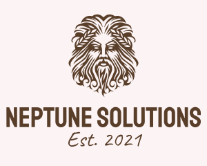 Neptune - Greek God Silhouette logo design