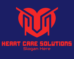 Futuristic Tech Heart logo design