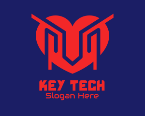 Futuristic Tech Heart logo design