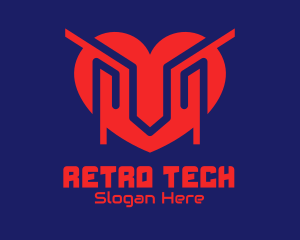 Futuristic Tech Heart logo design