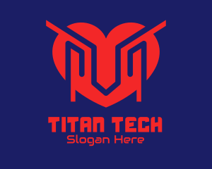 Futuristic Tech Heart logo design