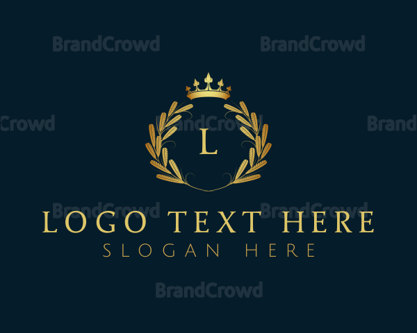 Luxury Crown Wreath Wheat Logo