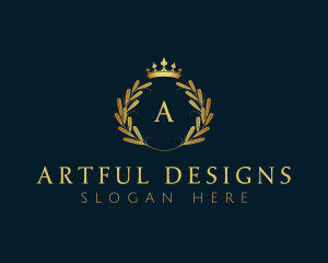 Luxury Crown Wreath Wheat logo design