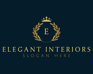 Luxury Crown Wreath Wheat logo design