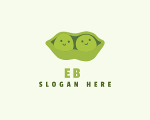 Vegetarian - Cute Green Peas logo design