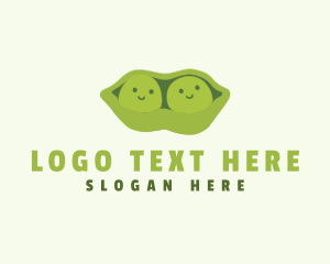 Vegan - Cute Green Peas logo design