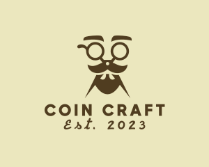 Mustache Beard Scissors logo design