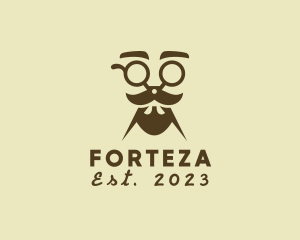 Mustache Beard Scissors logo design