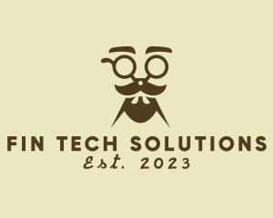 Mustache Beard Scissors logo design