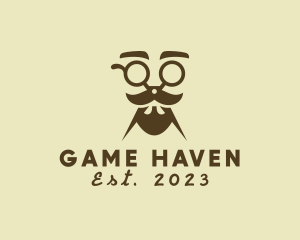 Guy - Mustache Beard Scissors logo design
