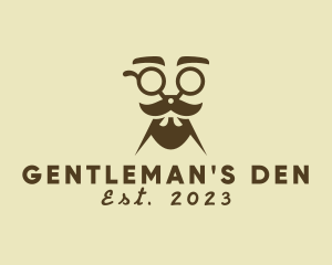 Mustache Beard Scissors logo design