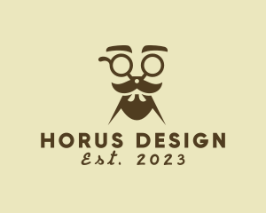 Mustache Beard Scissors logo design