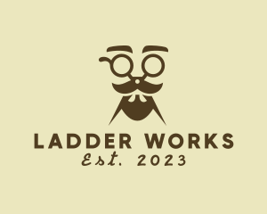 Mustache Beard Scissors logo design