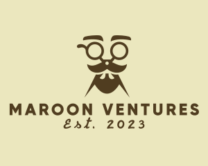 Mustache Beard Scissors logo design