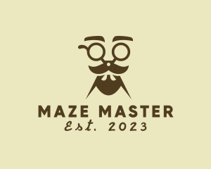 Mustache Beard Scissors logo design