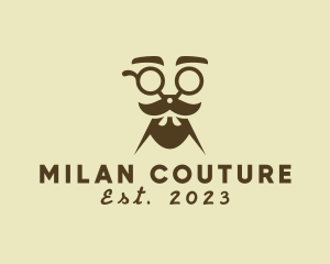 Mustache Beard Scissors logo design