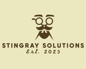 Mustache Beard Scissors logo design