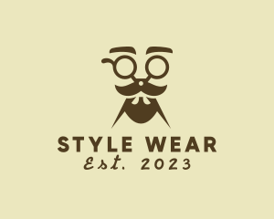 Mustache Beard Scissors logo design