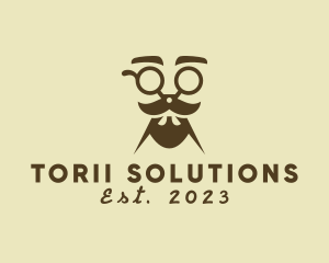 Mustache Beard Scissors logo design