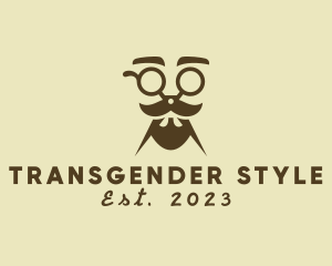 Mustache Beard Scissors logo design