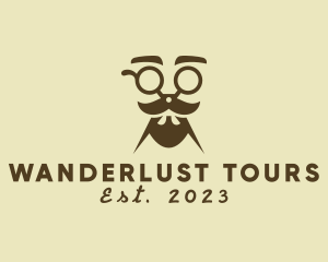 Mustache Beard Scissors logo design