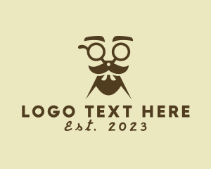 Groomer - Mustache Beard Scissors logo design