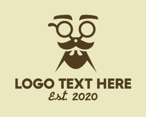 Haircut - Mustache Beard Scissors logo design