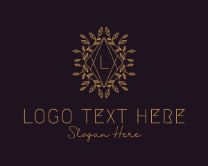 Gold - Luxury Leaves Decor Letter logo design