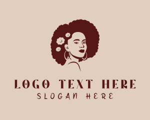 Hairdresser - Woman Afro Hairstyle logo design