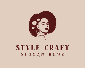 Woman Afro Hairstyle logo design