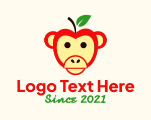 Apple Farm - Monkey Apple Fruit logo design