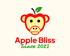 Monkey Apple Fruit logo design