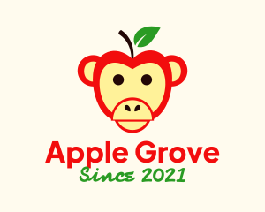 Monkey Apple Fruit logo design