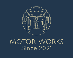 Motor - Cactus Desert Motorcycle logo design