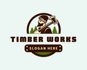 Lumberjack Axe Timber logo design