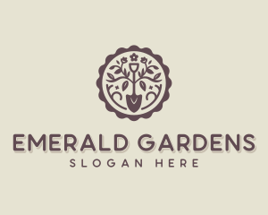 Lawn Care Floral Shovel logo design