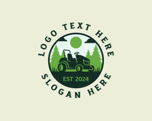 Pine Tree - Lawn Mower Landscaping logo design