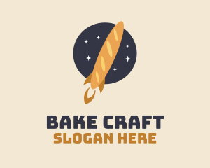 Baguette Bread Rocket logo design