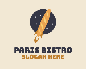 Baguette Bread Rocket logo design