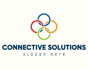 Linked - Multicolor Interlinked Rings logo design