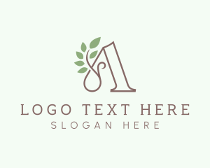 Eco - Natural Plant Letter A logo design