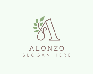 Natural Plant Letter A logo design