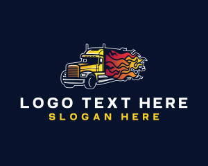 Trailer - Logistics Truck Flame logo design