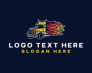 Truck - Logistics Truck Flame logo design