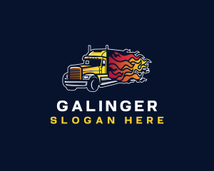 Logistics Truck Flame Logo