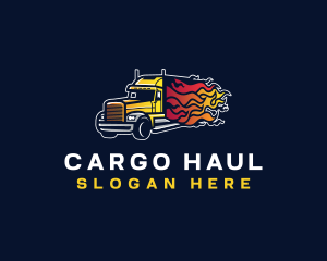 Logistics Truck Flame logo design