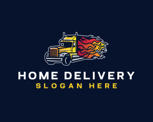 Logistics Truck Flame logo design